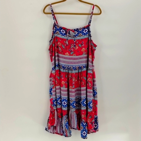 Wrangler RETRO dress strappy ruffle size XL Western pink blue paisley print - Picture 1 of 10